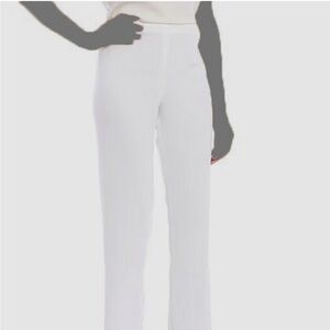 $132 Caroline Rose Women's Ivory Stretch Pull-On Straight-Leg Ankle Pants Size L